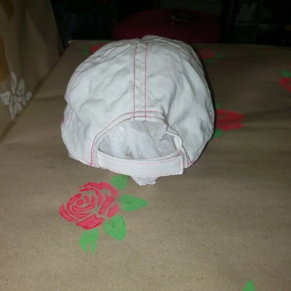 American Girl White Cotton Baseball Hat with Pink Shining Star